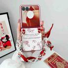 For Motorola Razr 50 Ultra Sketch Flower Pattern Phone Case with Scarf Bracelet(Rose) - 2