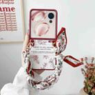 For Honor Magic V Flip Sketch Flower Pattern Phone Case with Scarf Bracelet(Rose) - 2