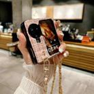 For OPPO Find N3 Flip Camellia Plaid Fabric PC Phone Case with Long Lanyard(White) - 3