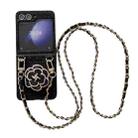 For Samsung Galaxy Z Flip6 Camellia Plaid Fabric PC Phone Case with Long Lanyard(Black) - 1