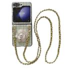 For Samsung Galaxy Z Flip6 Camellia Plaid Fabric PC Phone Case with Long Lanyard(Green) - 1