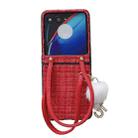 For Motorola Razr 40 Ultra Handbag Design Plush Ball Plaid Fabric PC Phone Case(Red) - 1