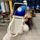 For Motorola Razr 40 Ultra Handbag Design Plush Ball Plaid Fabric PC Phone Case(White) - 2