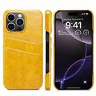 For iPhone 16 Pro Max Fierre Shann Retro Oil Wax Texture Card Slots PU Leather Phone Case(Yellow) - 1