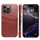 For iPhone 16 Pro Max Fierre Shann Retro Oil Wax Texture Card Slots PU Leather Phone Case(Brown) - 1