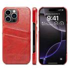 For iPhone 16 Pro Fierre Shann Retro Oil Wax Texture Card Slots PU Leather Phone Case(Red) - 1