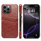 For iPhone 16 Pro Fierre Shann Retro Oil Wax Texture Card Slots PU Leather Phone Case(Brown) - 1