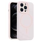 For iPhone 12 Pro Fine Hole Liquid Silicone MagSafe Phone Case(Pink) - 1