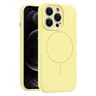 For iPhone 12 Pro Fine Hole Liquid Silicone MagSafe Phone Case(Yellow) - 1