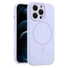 For iPhone 12 Pro Max Fine Hole Liquid Silicone MagSafe Phone Case(Lilac) - 1