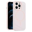 For iPhone 12 Pro Max Fine Hole Liquid Silicone MagSafe Phone Case(Pink) - 1