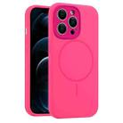 For iPhone 12 Pro Max Fine Hole Liquid Silicone MagSafe Phone Case(Rose Red) - 1