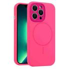 For iPhone 13 Pro Max Fine Hole Liquid Silicone MagSafe Phone Case(Rose Red) - 1