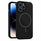 For iPhone 14 Pro Max Fine Hole Liquid Silicone MagSafe Phone Case(Black) - 1