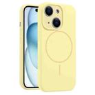 For iPhone 15 Fine Hole Liquid Silicone MagSafe Phone Case(Yellow) - 1