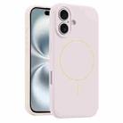 For iPhone 16 Fine Hole Liquid Silicone MagSafe Phone Case(Pink) - 1