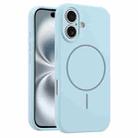 For iPhone 16 Plus Fine Hole Liquid Silicone MagSafe Phone Case(Blue) - 1