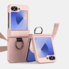 For Samsung Galaxy Z Flip6 5G Ultra-thin Skin Feel Ring Phone Case with Hinge(Pink) - 1