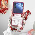 For Xiaomi Mix Flip Sketch Flower Pattern Phone Case with Scarf Bracelet(Rose) - 2