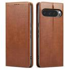 For Google Pixel 9 Pro XL Fierre Shann PU Genuine Leather Texture Phone Case(Brown) - 1