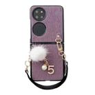 For Huawei P50 Pocket Plush Full Coverage Phone Case with Strap(Purple) - 1