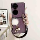 For Huawei P50 Pocket Plush Full Coverage Phone Case with Strap(Purple) - 2