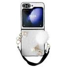 For Samsung Galaxy Z Flip6 Plush Full Coverage Phone Case with Strap(White) - 1