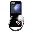 For Samsung Galaxy Z Flip6 Plush Full Coverage Phone Case with Strap(Black) - 1