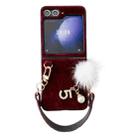 For Samsung Galaxy Z Flip6 Plush Full Coverage Phone Case with Strap(Wine Red) - 1