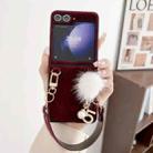 For Samsung Galaxy Z Flip6 Plush Full Coverage Phone Case with Strap(Wine Red) - 2