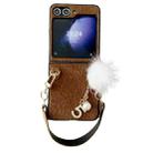 For Samsung Galaxy Z Flip6 Plush Full Coverage Phone Case with Strap(Brown) - 1