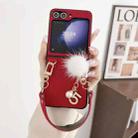 For Samsung Galaxy Z Flip6 Plush Full Coverage Phone Case with Strap(Red) - 2