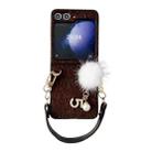 For Samsung Galaxy Z Flip6 Plush Full Coverage Phone Case with Strap(Dark Brown) - 1