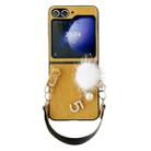 For Samsung Galaxy Z Flip6 Plush Full Coverage Phone Case with Strap(Yellow) - 1