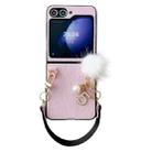 For Samsung Galaxy Z Flip6 Plush Full Coverage Phone Case with Strap(Pink) - 1