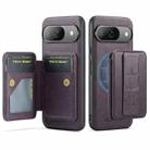 For Google Pixel 9 / 9 Pro Fierre Shann Cowhide Horizontal Flip Magnetic Card Holder Phone Case(Purple) - 1