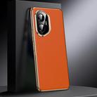 For Honor 300 Genuine Leather PC Phone Case(Orange) - 1