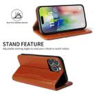 For iPhone 16 Pro Fierre Shann Cowhide Leather Flip Leather Phone Case(Brown) - 3