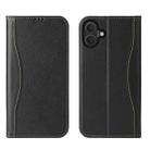 For iPhone 16 Plus Fierre Shann Cowhide Leather Flip Leather Phone Case(Black) - 1