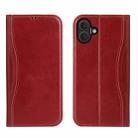 For iPhone 16 Plus Fierre Shann Cowhide Leather Flip Leather Phone Case(Red) - 1