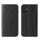 For iPhone 16 Fierre Shann Cowhide Leather Flip Leather Phone Case(Black) - 1