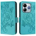 For Redmi Note 14 5G Embossed Rose RFID Anti-theft Leather Phone Case(Light Blue) - 2