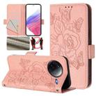 For Redmi K80 5G / K80 Pro 5G Embossed Rose RFID Anti-theft Leather Phone Case(Pink) - 1