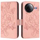 For Redmi K80 5G / K80 Pro 5G Embossed Rose RFID Anti-theft Leather Phone Case(Pink) - 2