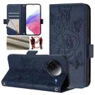 For Redmi K80 5G / K80 Pro 5G Embossed Rose RFID Anti-theft Leather Phone Case(Dark Blue) - 1