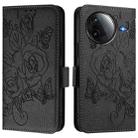 For Redmi K80 5G / K80 Pro 5G Embossed Rose RFID Anti-theft Leather Phone Case(Black) - 2