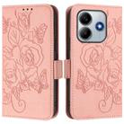 For Redmi Note 14 4G 163.25mm Embossed Rose RFID Anti-theft Leather Phone Case(Pink) - 2