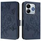 For Redmi Note 14 4G 163.25mm Embossed Rose RFID Anti-theft Leather Phone Case(Dark Blue) - 2