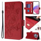 For Redmi Note 14 Pro 4G Embossed Rose RFID Anti-theft Leather Phone Case(Red) - 1