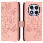 For Redmi Note 14 Pro 4G Embossed Rose RFID Anti-theft Leather Phone Case(Pink) - 2